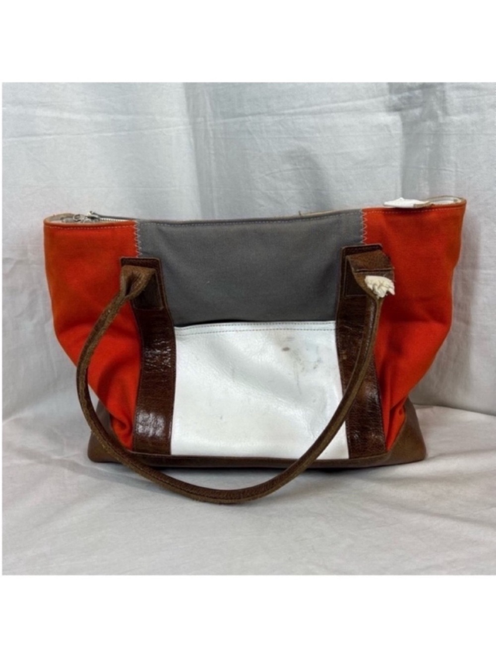 Gräf & Lantz Colorblock canvas leather tote bag  travel bag office bag